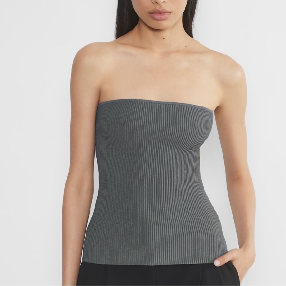 Aritzia Babaton Brown Ribbed Sculpt Strapless Tube Top